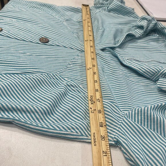 Soft Surroundings Tunic Top Womens Size M Blue Striped Button-Front Asymmetrical - Picture 9 of 11